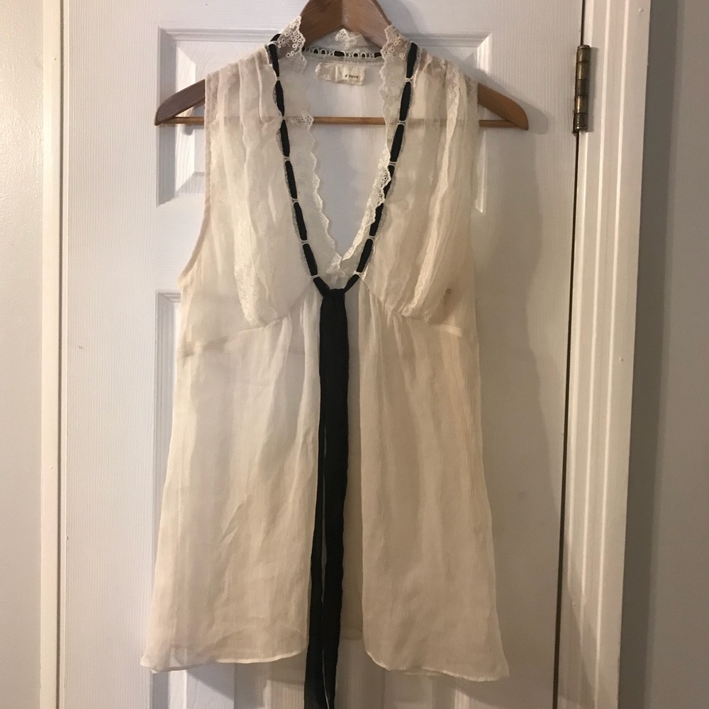 Sheer tie neck blouse by A’reve